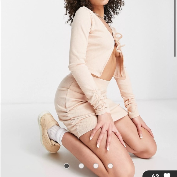 BRAND NEW. Rib tie front top and skirt set - Picture 2 of 5